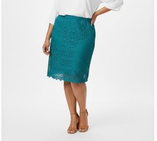 Sheego Rock Stiefelrock Spitzenrock Grün Damen (014) mit Spitze Stretch NEU