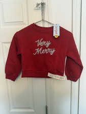 Cat and Jack Girls Very Merry Sparkly Christmas Sweatshirt Size XS 4/5 NWT