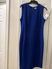 Calvin Klein Sleeveless Scuba Sheath Dress Royal Blue Women Size 8 NWT