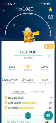 Shiny Pikachu Explorer Hat Costume Female Pokemon Lucky Trade Guaranteed | GO