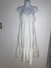 Rails Avril Dress Small Bright White Midi Strap Layered Lined Organic Cotton