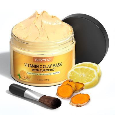 Shvyog Turmeric Vitamin C Clay Mask Kaolin Clay For Dull Blemish-Prone Skin