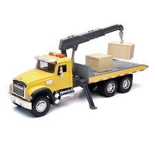 New-Ray Toys Mack Granite Roll Off Truck with Crane & Crate, 1:18 Scale Playset