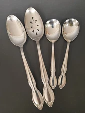 WM Rogers Precious Mirror Silver Plated Serving Spoon Set 4 pcs Used