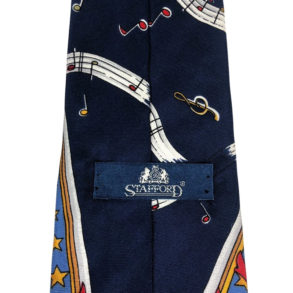 Рождественский Stafford шелковый галстук Санта-Клаус танцы девочек музыка Примечание праздник винтажный США - Изображение 3 из 4