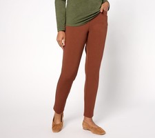 Susan Graver Women's Pants Sz S Regular Weekend Cavalry Twill Knit Brown A672497