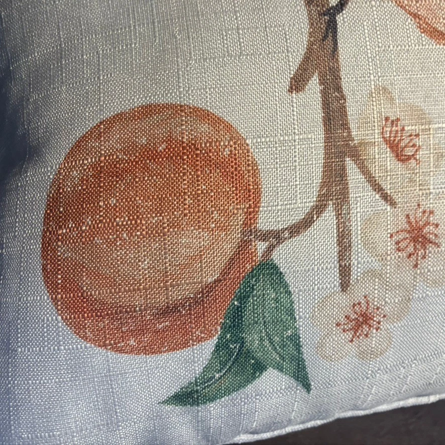 Decorative Throw Pillow Bluebird Peach Blossoms Fruit Bird Garden Spring Accent - Image 3 of 4