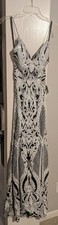 Windsor Black/White Floral Sequin V-Neck Strappy Bodycon Midi Dress 3