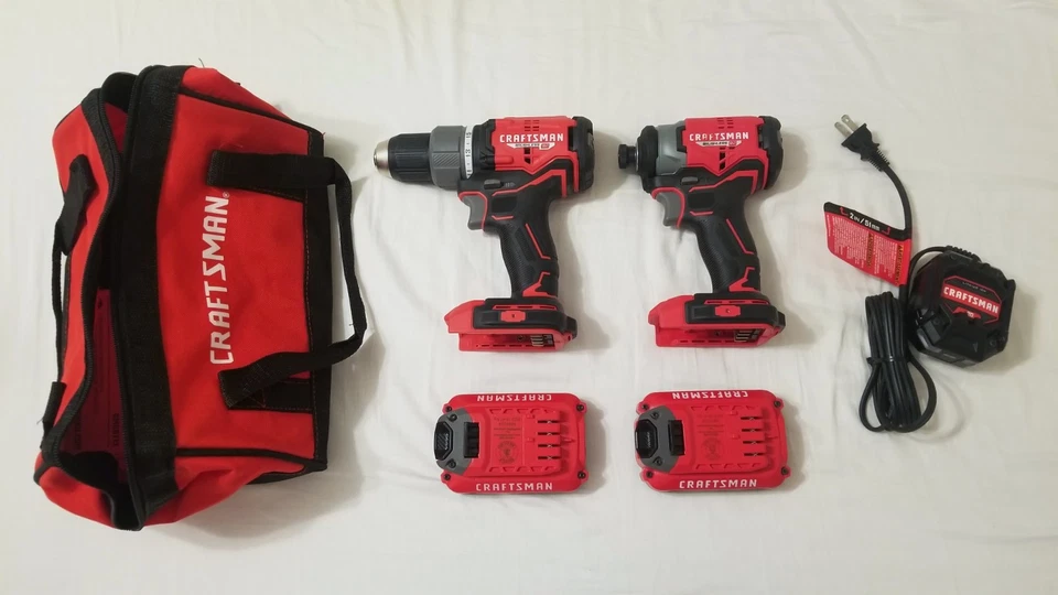 Broca Craftsman V20 CMCK211C2 sem escova + combo de impacto com 2 baterias + carregador - Imagem 2 de 4