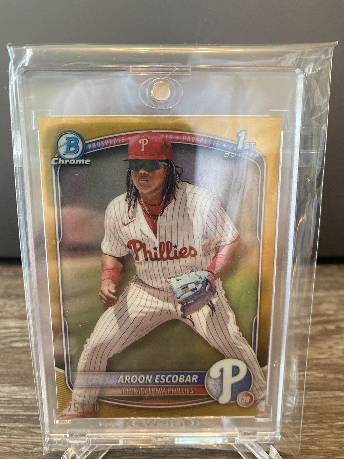 2025 1st Bowman Chrome Aroon Escobar #BCP-65 Gold Refractor /50