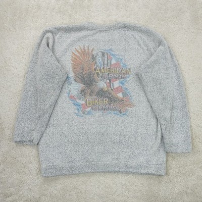 Exist Sweatshirt Herren Extra Large Grau Adler Biker USA Grafik 90s Y2K Moto Crew