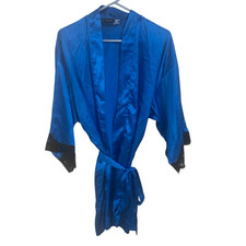 Fredrick  s of Hollywood blue lace trim vintage shirt robe with belt size L/XL