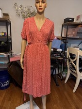 Urban Outfitters Wrap Floral Midi Dress Size Small (S-P) Red/Coral