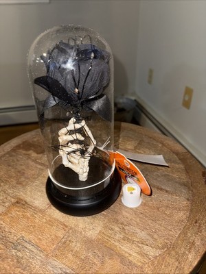 Happy Halloween Light Up Black Rose Dome New