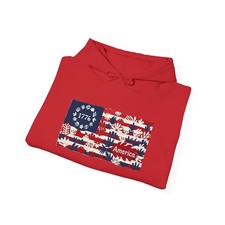 American Flag Floral Patriot Hooded Sweatshir...