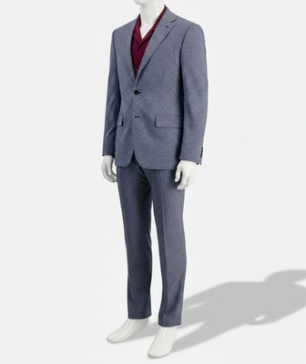 Ben Sherman Men's Blue Check Slim-Fit 2-PC Jacket Pants Suit Size 46R 40W