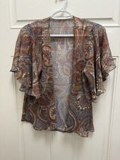 Nicolette Kimono Bohemian Style Sheer Short Sleeve Cardigan Size Medium