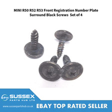 MINI R50 R52 R53 Front Registration Number Plate Surround Black Screws  Set of 4