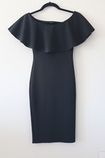 Pretty Little Thing off the shoulder short black dress with overlay US size 2