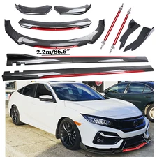 For Honda Accord Front Bumper Lip Spoiler/ Body Kit+Side Skirt Carbon Fiber