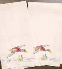 4A Vintage Hand Towels Duck Design Set/2