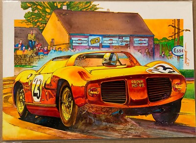 Original Artwork Ferrari 250 P. Driver Willy Mairesse. 1963 24 Hours of Le Mans