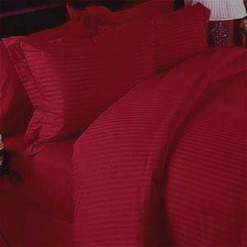 Red Striped Queen Size 4 Pc Sheet Set 1000 Thread Count 100% Egyptian Cotton - Picture 1 of 1