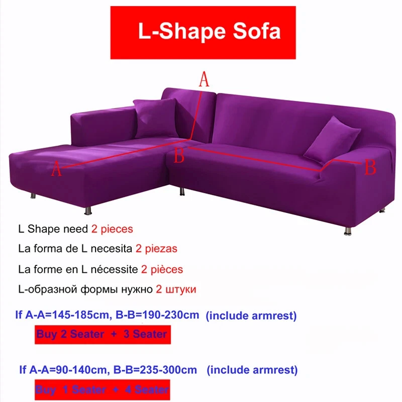 Sofa Covers Living Room Solid Corner Couch Slipcovers Sofa Protector 1/2/3/4Seat - Image 2 of 4