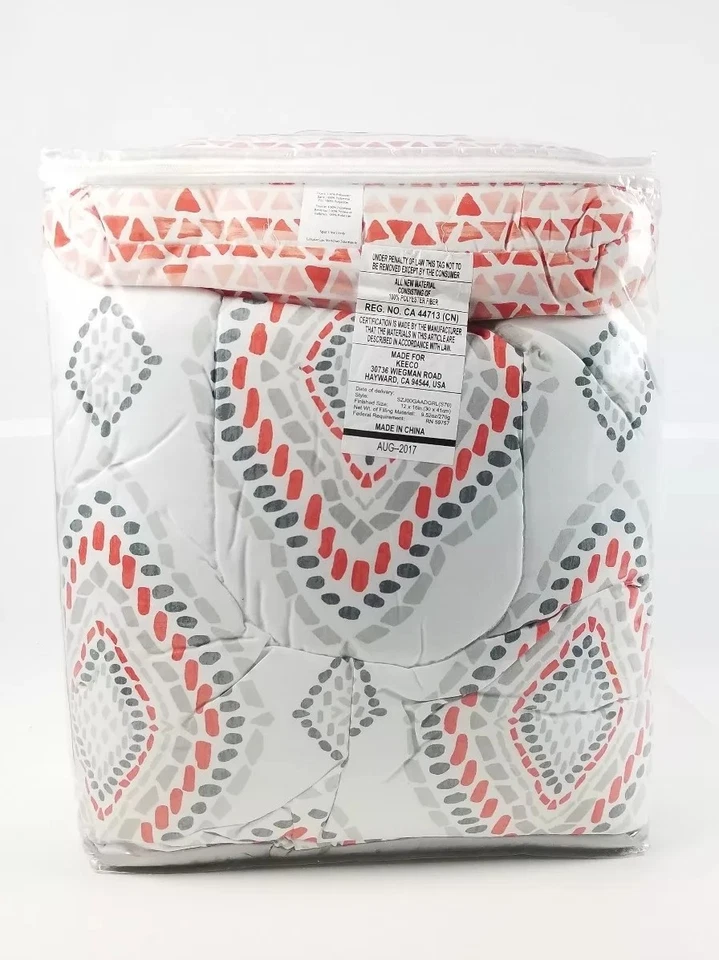 Juego de cama coordinado Mainstays de 6 piezas doble/XL acuarela diamante coral nuevo Foto 4 de 4