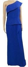 Vince Camuto Blue Gown One Shoulder Ruffled Side High Slit Prom SZ2 $228