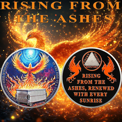 Recovery Phoenix 1-65 Years Custom Sobriety Coin Rising From Ashes