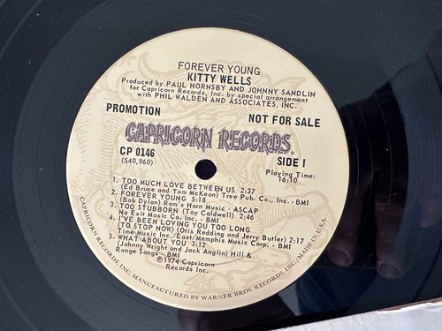 Promo ~ KITTY WELLS Forever Young LP STERLING '74 CAPRICORN EX+ - Imagen 5 de 8
