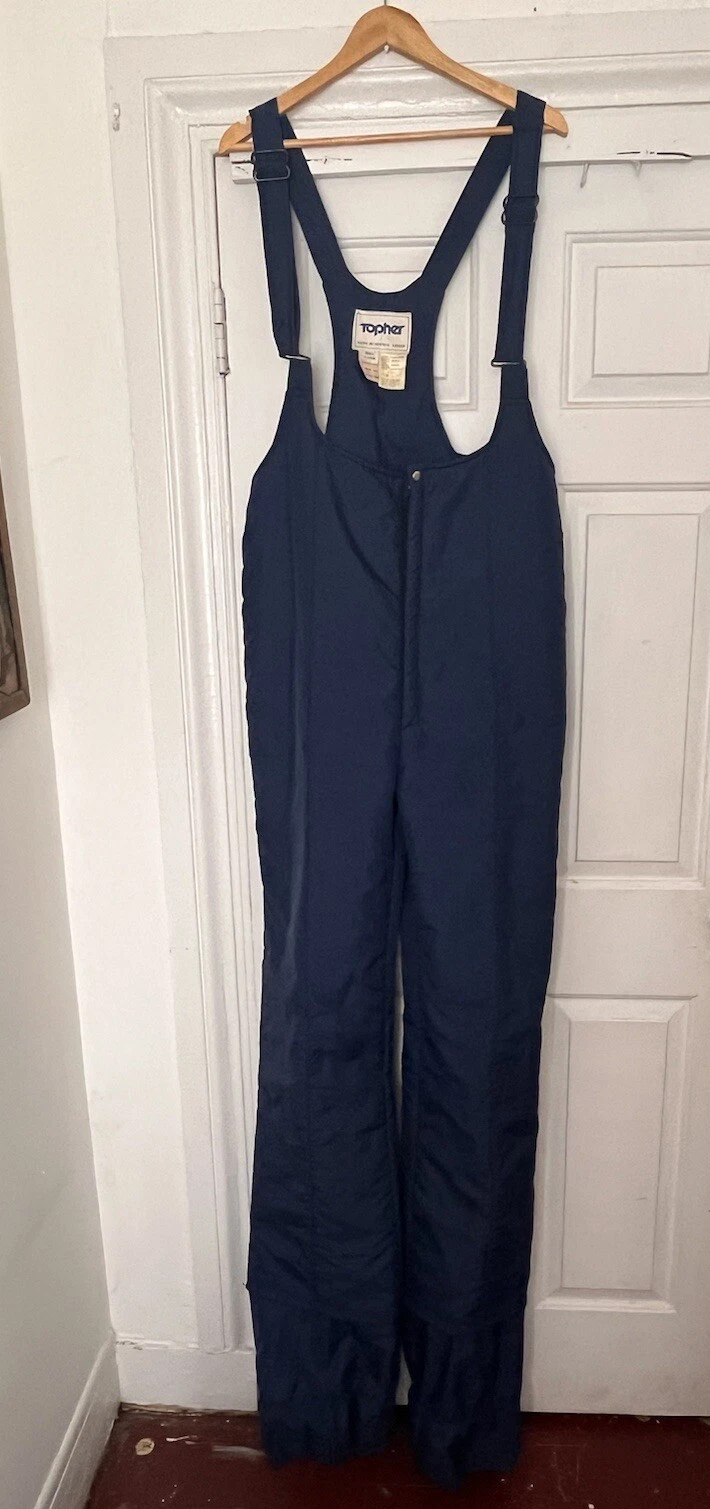 Vintage 80s Topher Snowsuit Mens Size XL Blue Bib Overalls Ski Suspenders