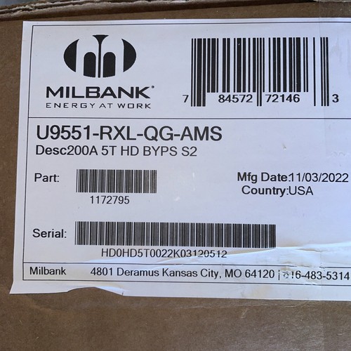Milbank 200 amperios palanca monofásica derivación medidor zócalo base U9551-RXL-QG-AMS - Imagen 4 de 4