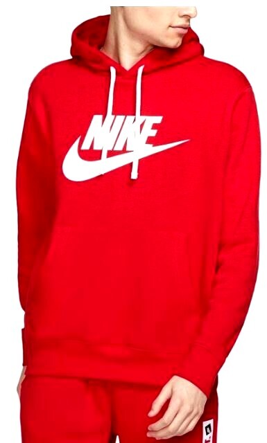 NEW* Men's NIKE CLUB FLEECE PULLOVER HOODIE RED (BV2973 657),SZ S