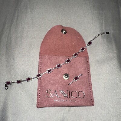 Finecraft Women's 1/4 ct 7''  Beautiful Ruby Red Stone Bracelet - Sterling Silver