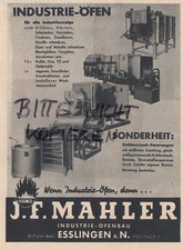 ESSLINGEN, Werbung 1939, J. F. Mahler Industrie-Ofen-Bau