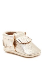 First Steps 165547 Baby Toddler Leather Fringe Platinum Moccasin Size 6