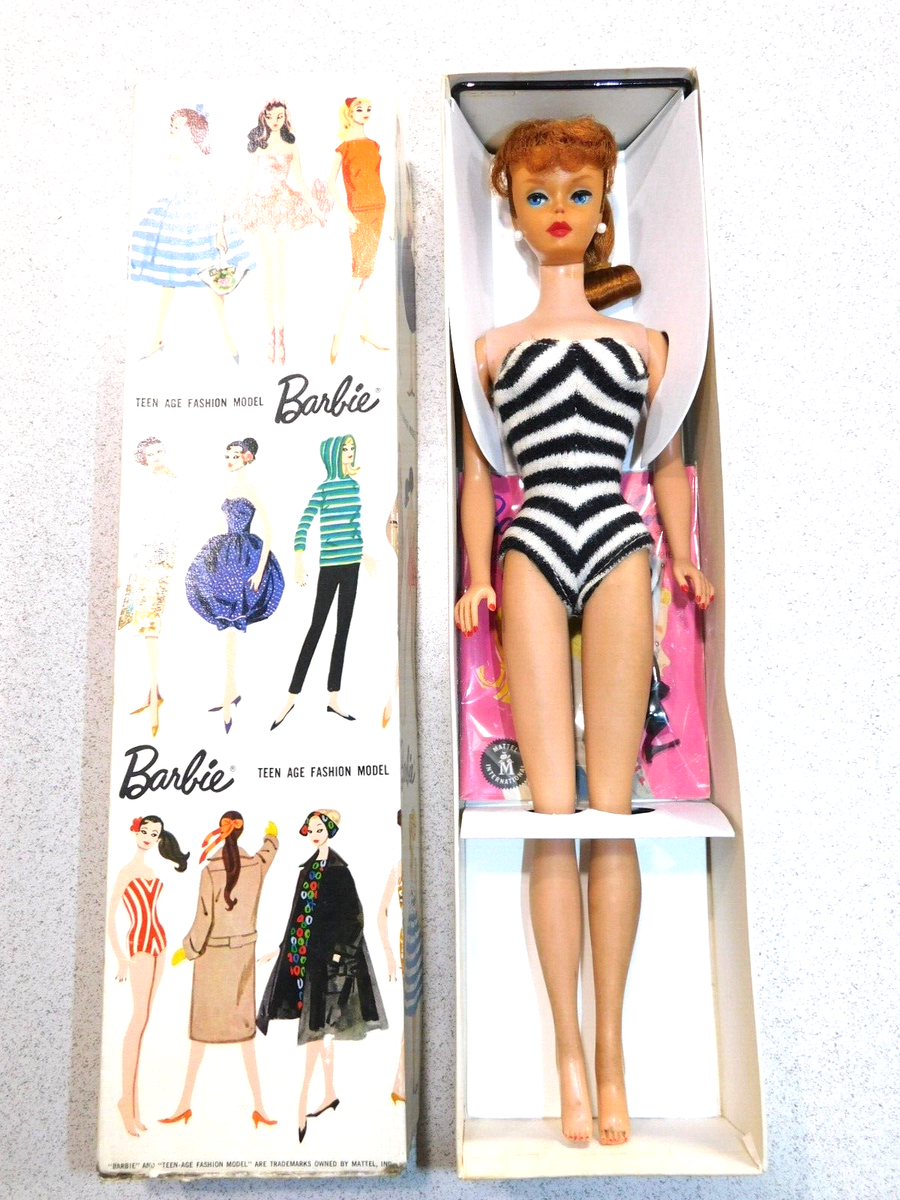 Barbie: VINTAGE Redhead 1961 #5 PONYTAIL BARBIE Doll w/Box!
