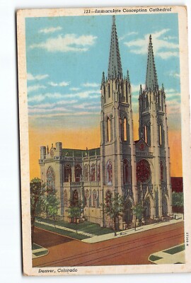Immaculate Conception Cathedral Denver Colorado CO Linen Postcard Posted 1948