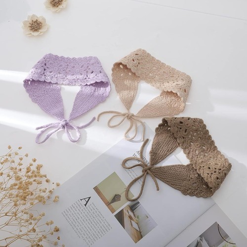 3 Hippie Hair Bandanas Headbands for Women Boho Headband Knit Hair Bands Floral - Picture 6 of 8