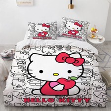 Home Decor 2/3pcs 3D Bedding Set HelloKitty Design Bed Duvet Cover Set T1
