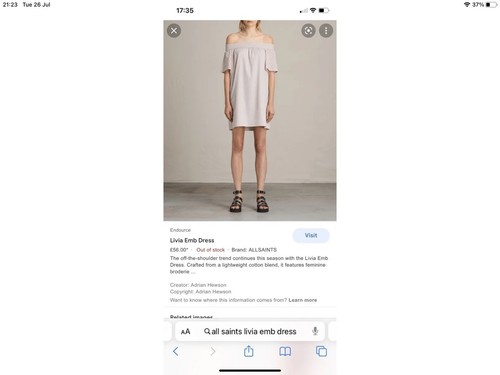 All Saints Livia Emb Off The Shoulder Bardot Dress Champagne Pink & Pockets UK L - Picture 8 of 12