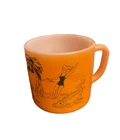 Vintage Souvenir Mug Federal Milk Glass Coffee Cup Florida Beach Orange MCM