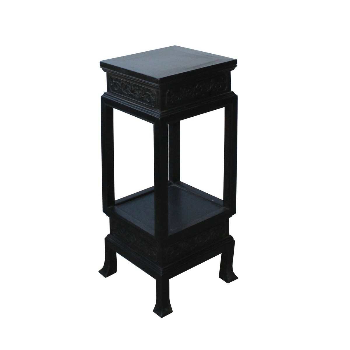Chinese Huali Dark Brown Square Carving Plant Stand Pedestal Table cs4537S Chinese Huali Dark Brown Square Carving Plant Stand Pedestal Table cs4537S