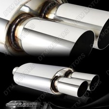 3 Dual Slant Tip T-304 Stainless Steel 3 Inlet Weld-on Exhaust Muffler