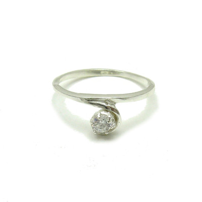 Sterling Silver Ring with 4mm Cubic Zirconia Solid Hallmarked 925 Handmade Empress