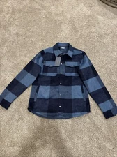 NWT VRST Men's Wool Blend Plaid Shirt Jacket Buffalo Plaid Dark Navy Size M