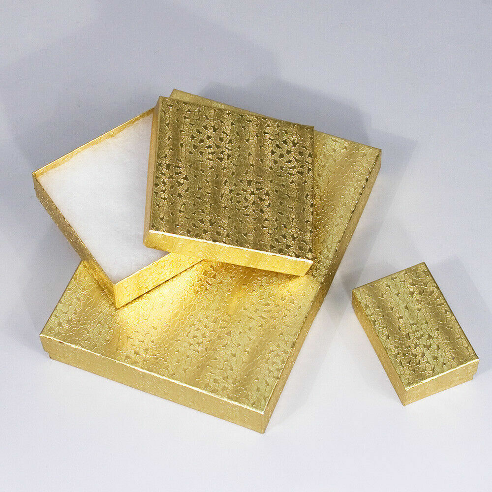 Gold Color Cotton Filled Gift Boxes Jewelry Cardboard Box Lots of 5~20~50~100