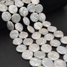 Huge 20-22mm White Natural Freshwater Pearl Loose Beads Flat Coin Jewelry Making